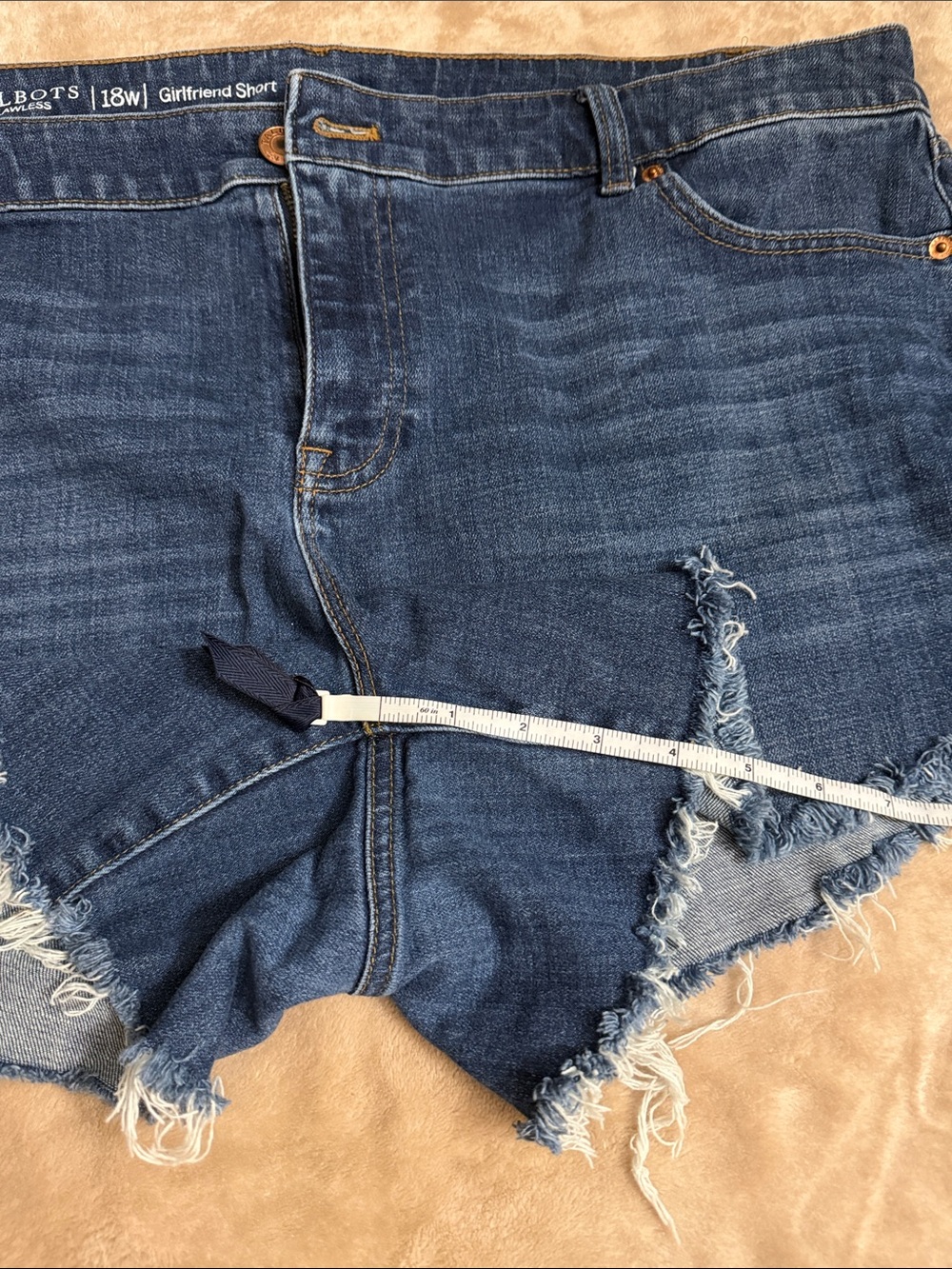 Talbots Dark Blue Frayed Cut Off Hem Denim Shorts - Picture 4 of 7